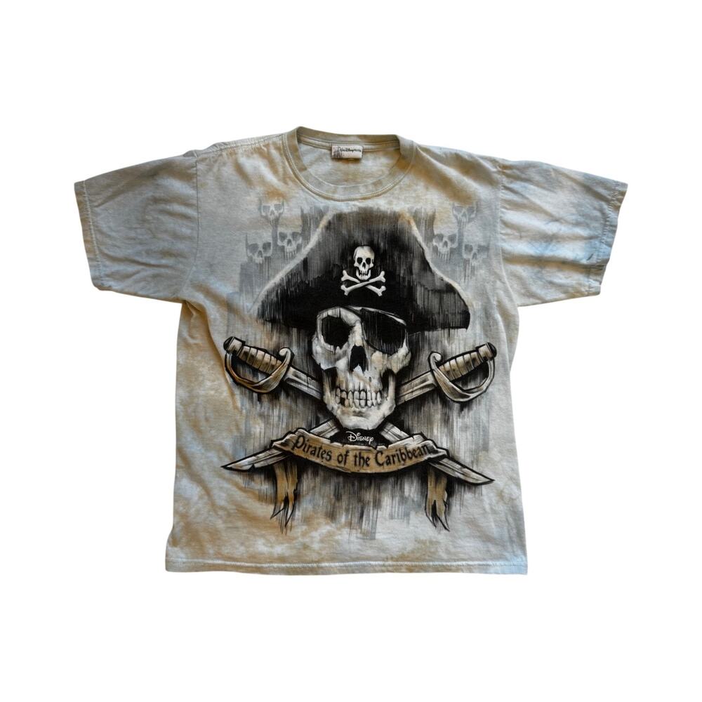 Pirates of the Caribbean Tie Dye T-Shirt Medium Disney World Cloud Wash Vtg